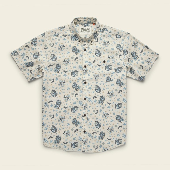 HOWLER BROTHERS MANSFIELD SHIRT MENS XXL Button Down Short Sleeve White Blue - Picture 1 of 7